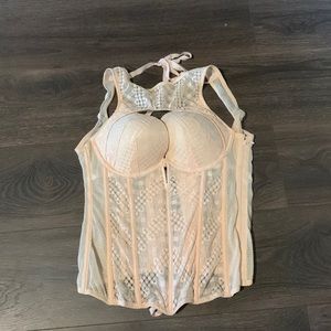 Blush lace up corset